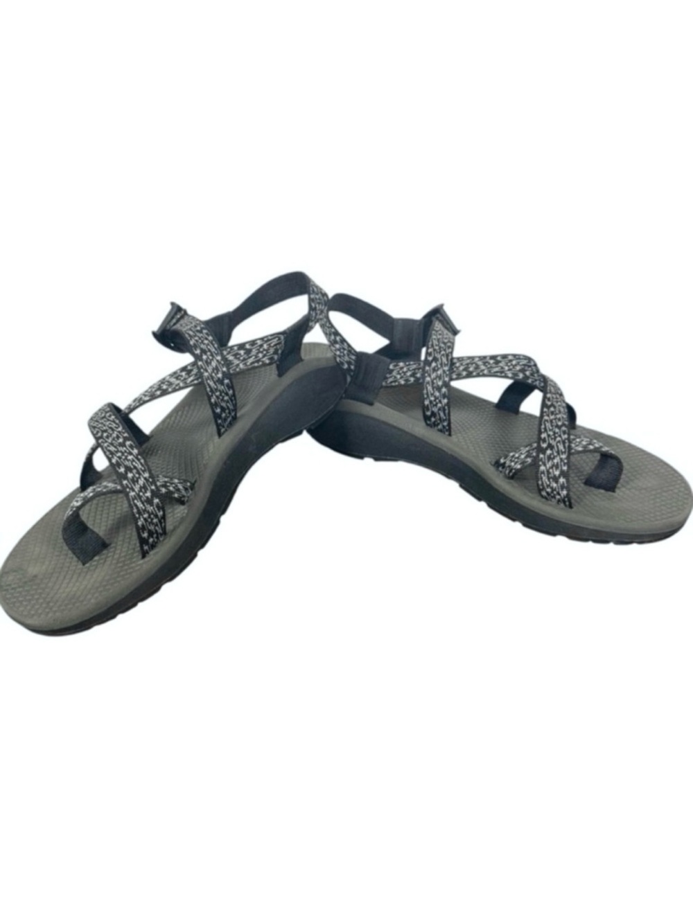 Chaco Z2 Classic Adjustable Toe Loop Sport Sandals Black White 11